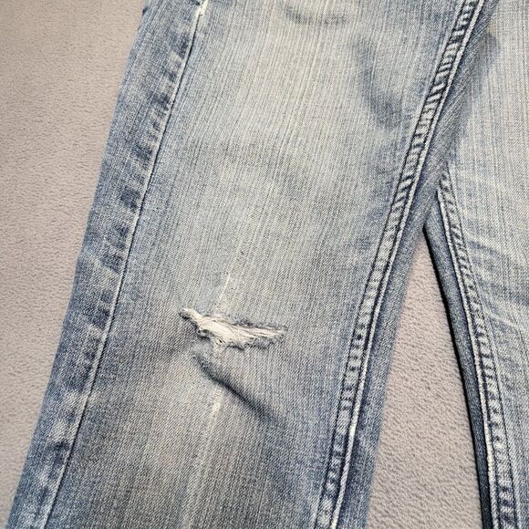 Old Navy Jeans Womens Size 10 Blue Lowest Rise Straight Distressed Denim Stretch - Picture 5 of 12